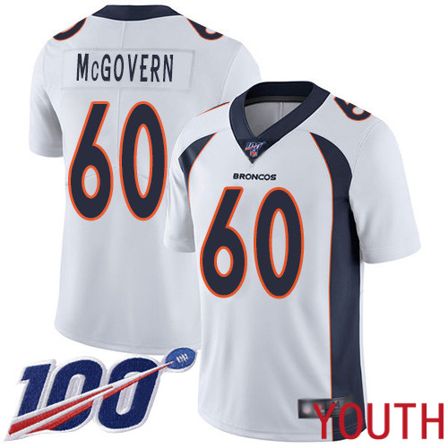 Youth Denver Broncos 60 Connor McGovern White Vapor Untouchable Limited Player 100th Season Football NFL Jersey